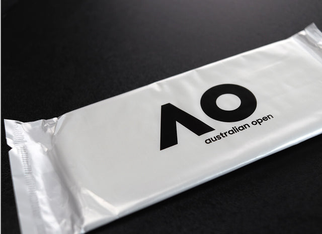 Silver wrapper printed for a tennis event