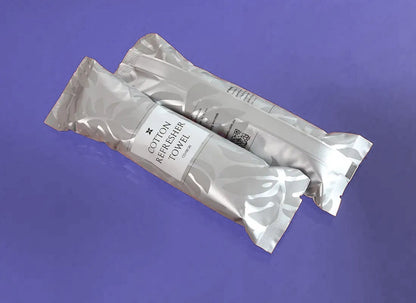Xceed Towels Cotton 15 towels in packaging on purple background, back and front