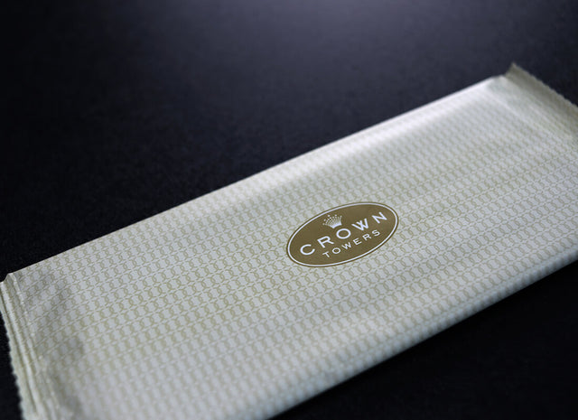 Gold-printed wrapper for a hotel and casino