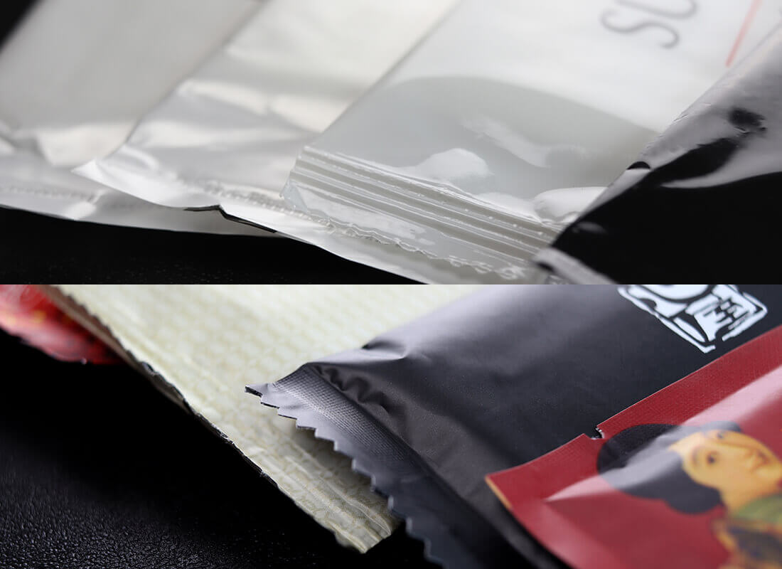 Clear PE film towel wrappers above printed foil wrappers