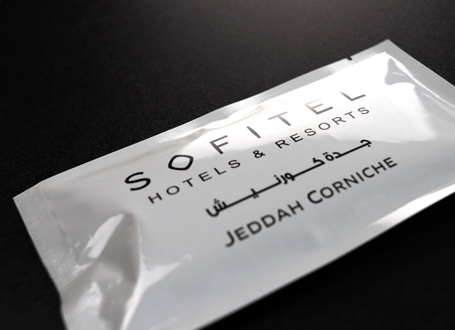 Silver wrapper printed for a hotel in Jeddah